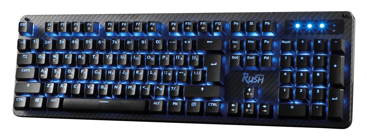 Проводная механическая клавиатура SmartBuy RUSH Carbon, чёрная, 104 клавиши, RGB подсветка, Jixian Blue - фото 3 - id-p126707145