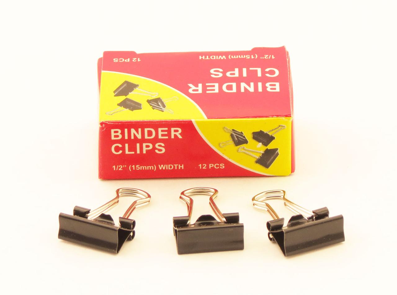 Зажимы для бумаг в наборе, черные, 15 мм, 12 шт., Binder clips(работаем с юр лицами и ИП) - фото 1 - id-p125943961