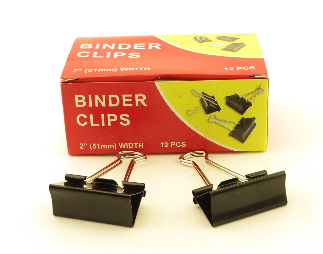 Зажимы для бумаг в наборе, черные, 51 мм, 12 шт., Binder clips(работаем с юр лицами и ИП)