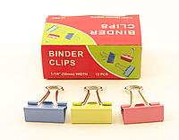Зажимы для бумаг в наборе, цветные, 32 мм, 12 шт., Binder clips(работаем с юр лицами и ИП)