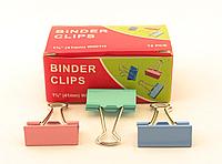 Зажимы для бумаг в наборе, цветные, 41 мм, 12 шт., Binder clips(работаем с юр лицами и ИП)