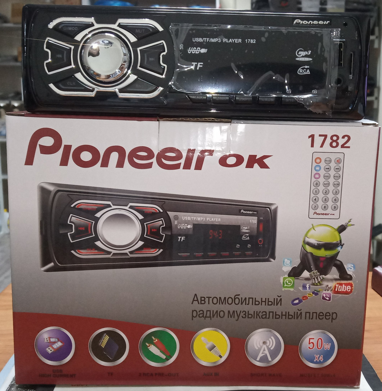 Автомобильная магнитола Pioneeirok 1782 USB/SD/AUX/FM - фото 1 - id-p126747680