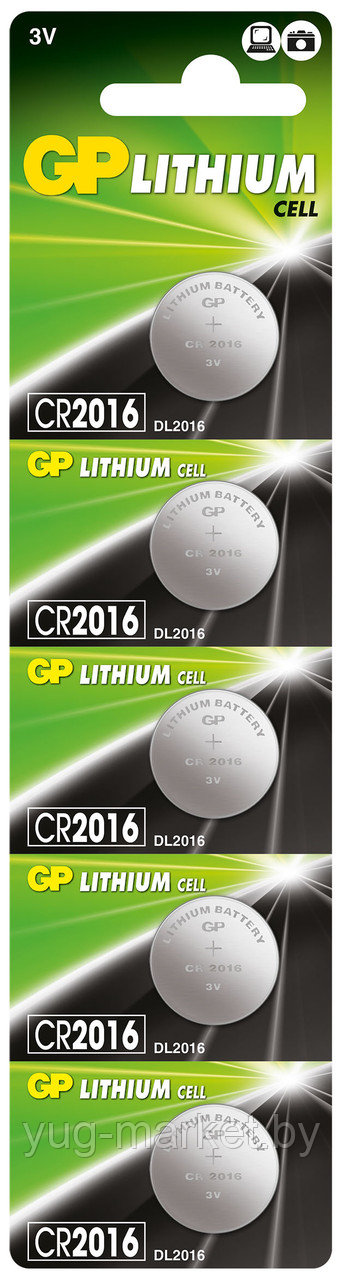 Батарейка GP Lithium CR2016 5BP - фото 1 - id-p126749682