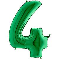 Шар (40 /102 см) Цифра, 4, Зеленый