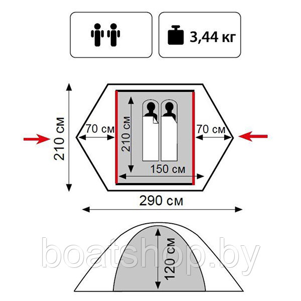 Палатка универсальная TRAMP Lite HUNTER 2 - фото 2 - id-p126795740