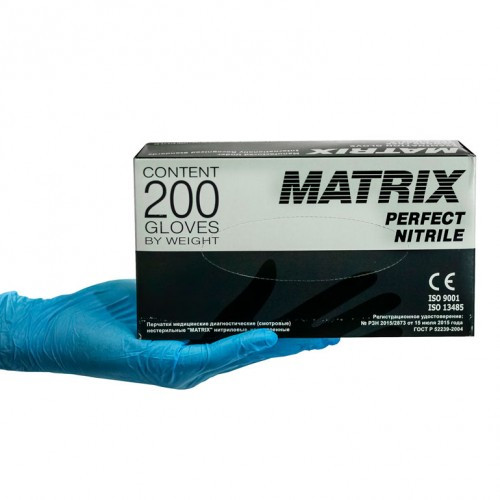 Перчатки медицинские диагностические нитрил matrix Perfect Nitrile 200 шт L