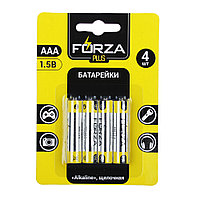 Батарейки щелочные, 4 шт, щелочная, тип AAA (LR03), BL, FORZA "Alkaline"