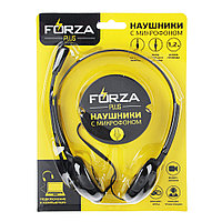 Наушники FORZA с микрофоном компьютерные, накладные, черные, блистер