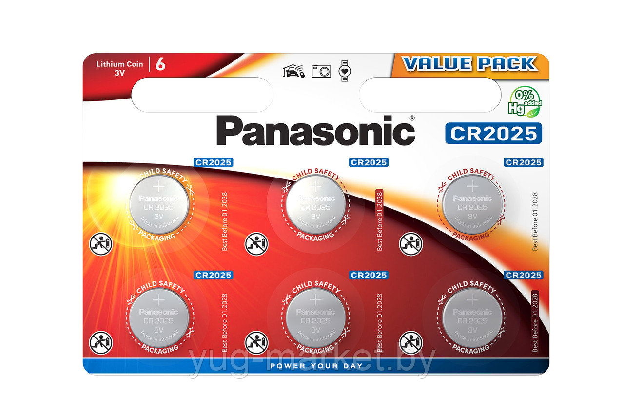 Батарейка PANASONIC Lithium CR2025 6BP