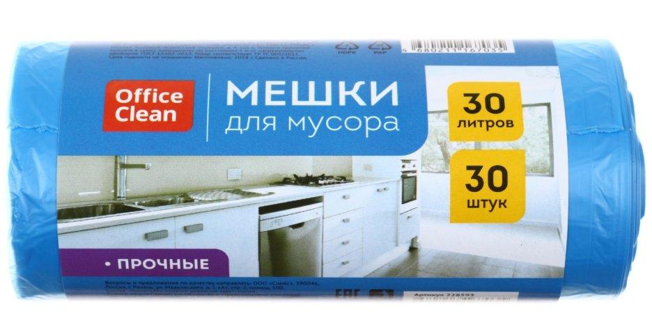 Мешки для мусора OfficeClean (ПНД) 30 л, 30 шт., прочные, синие - фото 1 - id-p126947976