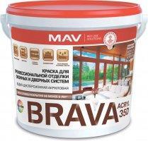 Краска для окон и дверей профессиональная BRAVA ACRYL 35D (ВД-АК-1035д) БЕЛАЯ 11 л., фото 2