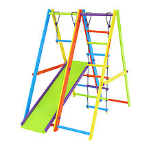 Комплекс Tigerwood Dreamland: горка с трапецией + гимнастический модуль + веревочная лестница (яркий цветной)