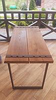 Деревянный стол из массива дуба в стиле Лофт на металлическом подстолье