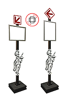 Уличная стойка для меню с указателем направления (измен. расположением рамки и указателя)