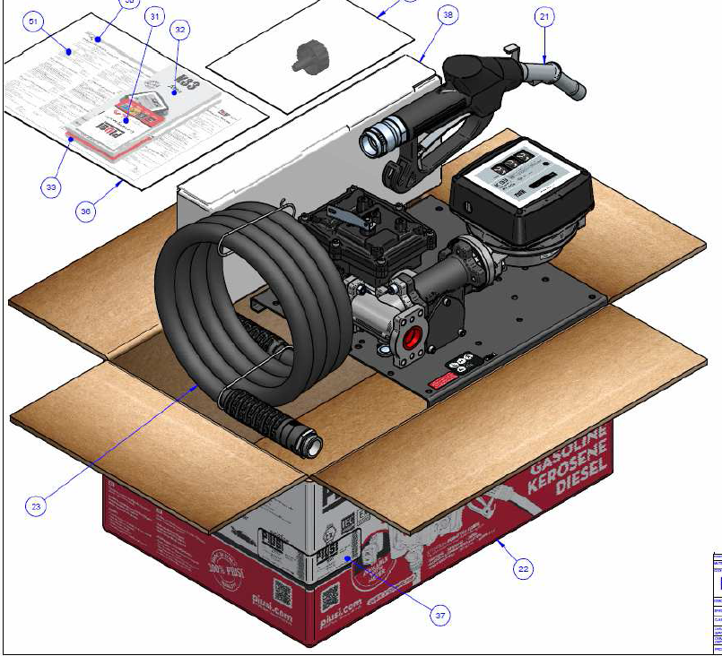ST EX50 230V K33 / AUT 230 / 50-60-- настенный комплект для перекачки бензина с авт. пистолетом