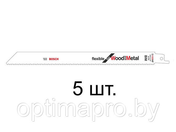 Пилка сабельная по дереву с гвоздями S1122HF (5 шт.) BOSCH (пропил прямой, тонкий, для подгоночных пропилов), фото 2