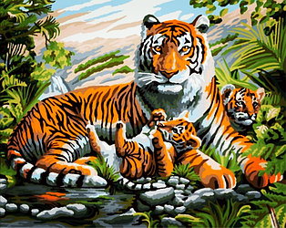 Картина по номерам
"Тигринная семья"