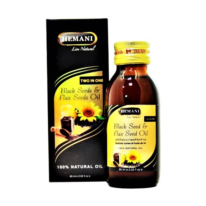 Масло Черного Тмина и Семян Льна (Black Seeds & Flax Seeds Oil), Hemani 125 мл – в стекле