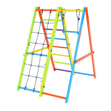 Комплекс Tigerwood Ecopark: лестница с гладиаторской сеткой + гимнастический модуль + трапеция (яркий цветной), фото 2