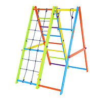 Комплекс Tigerwood Ecopark: лестница с гладиаторской сеткой + гимнастический модуль + трапеция (яркий цветной)