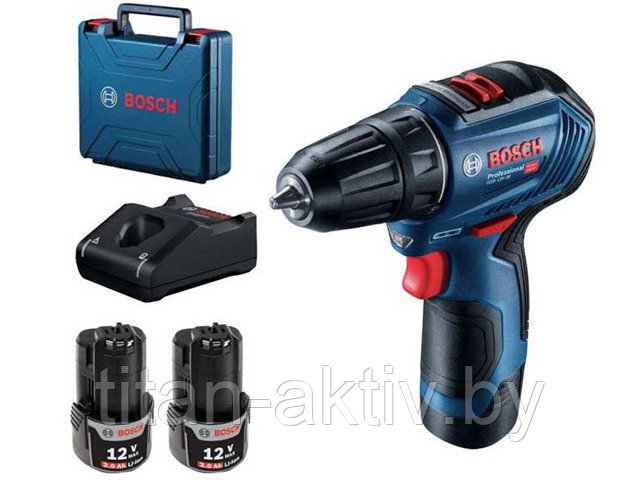 Аккум. дрель-шуруповерт BOSCH GSR 12V-30 в чем. (12.0 В, 2 акк., 2.0 А/ч Li-Ion, 2 скор., 30 Нм, шур