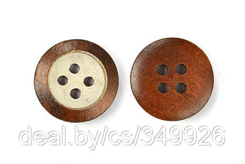 Пуговицы деревянные TBY BT.WD.634 цв.коричневый/белый 28L-18мм, 4 прокола, 20 шт