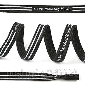 Шнурки TBY плоские 10мм арт.SLF025 длина 130 см цв.черный/белый уп.50шт