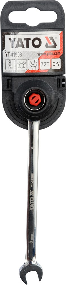 Ключ рожково-накидной с трещоткой 8мм CrV "Yato" YT-01908 - фото 2 - id-p127209942