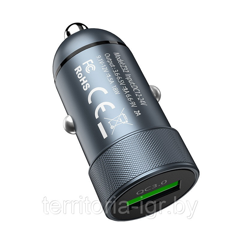 Автомобильное ЗУ Z32 1 USB: QC3.0 18W Hoco - фото 4 - id-p127226352