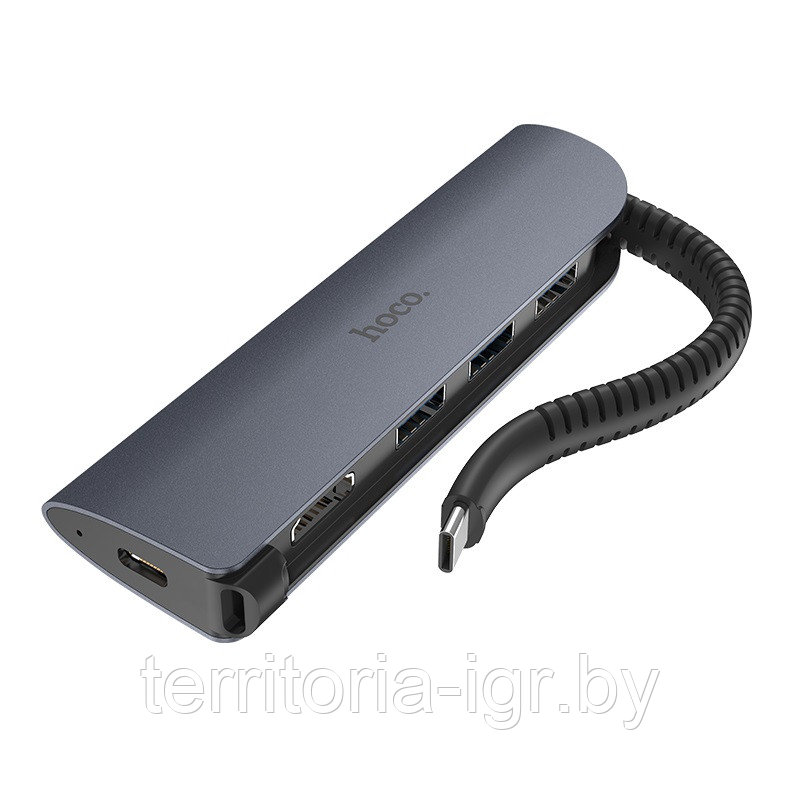 Разветвитель USB-Хаб Type-C на USB3.0*3+HDMI+Type-C HB13 Hoco - фото 2 - id-p127226516