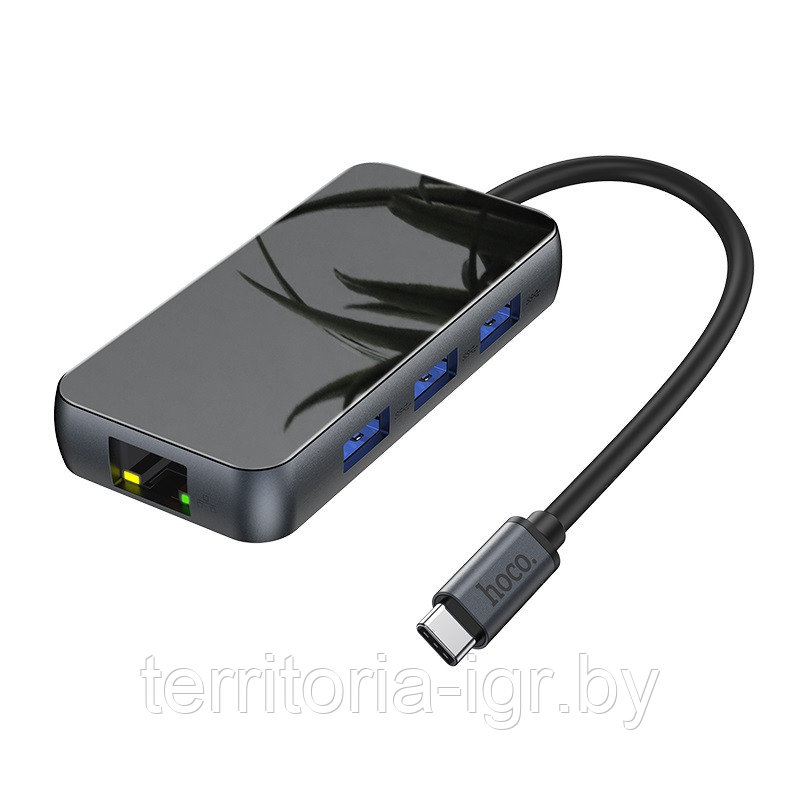 Разветвитель USB-Хаб Type-C на USB3.0*3+HDMI+Type-C+RJ45 HB16 Hoco - фото 2 - id-p127234787