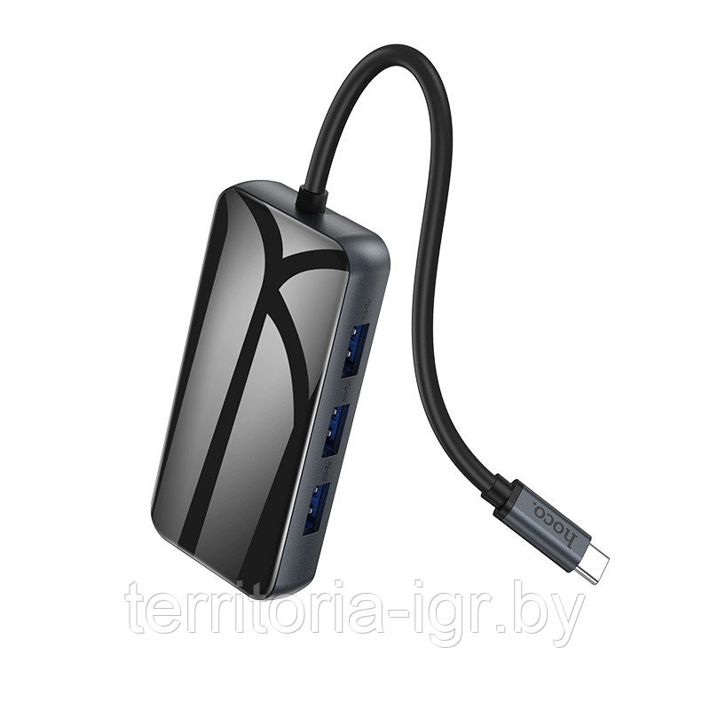 Разветвитель USB-Хаб Type-C на USB3.0*3+HDMI+Type-C+RJ45 HB16 Hoco - фото 3 - id-p127234787