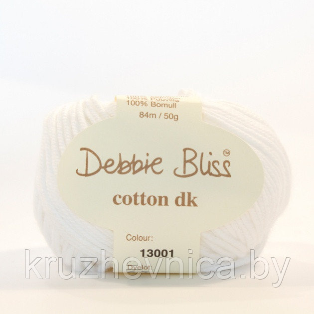 Пряжа Debbie Bliss Cotton DK Цвет: 01white (100% Хлопок, 84м/50г) - фото 2 - id-p8552656