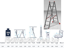 Лестница алюминиевая 2-х секционная 177/318см, 2х7 ступеней, 5.8кг STARTUL ST9947-07