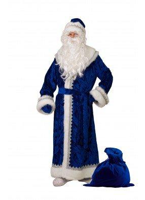 Карнавальный костюм Дед Мороз велюр синий, взрослый