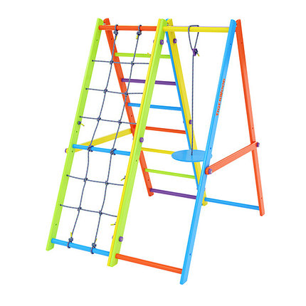 Комплекс Tigerwood Ecopark: лестница с гладиаторской сеткой + гимнастический модуль + диск (яркий цветной), фото 2