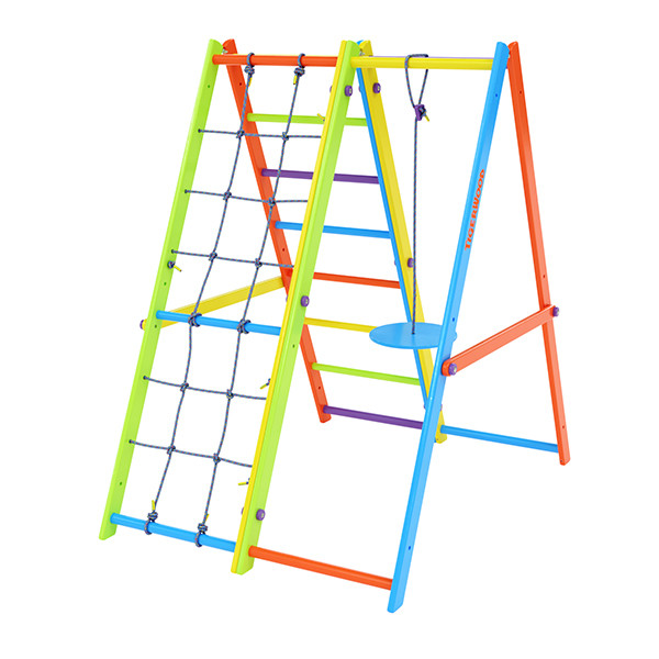 Комплекс Tigerwood Ecopark: лестница с гладиаторской сеткой + гимнастический модуль + диск (яркий цветной) - фото 1 - id-p127269711