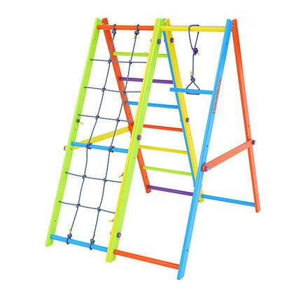 Комплекс Tigerwood Ecopark: лестница с гладиаторской сеткой + гимнастический модуль + тарзанка (яркий цветной), фото 2