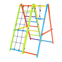 Комплекс Tigerwood Ecopark: лестница с гладиаторской сеткой + гимнастический модуль + тарзанка (яркий цветной)