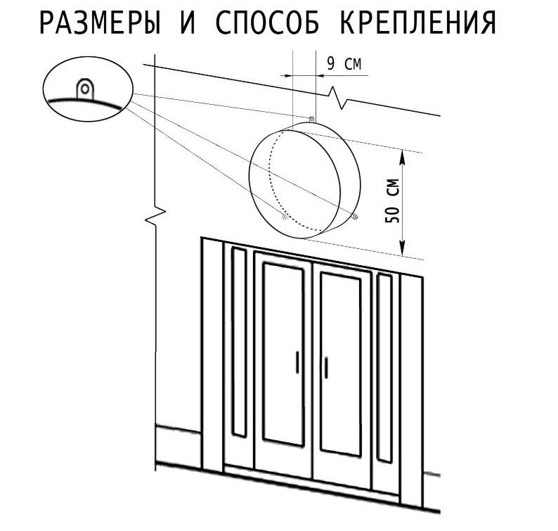 Рекламная вывеска односторонняя с LED подсветкой круглая Гриль 50 см - фото 2 - id-p127287289