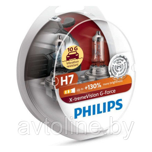 Автомобильная лампа H7 Philips X-tremeVision G-force +130% (комплект 2шт) - фото 1 - id-p124022469