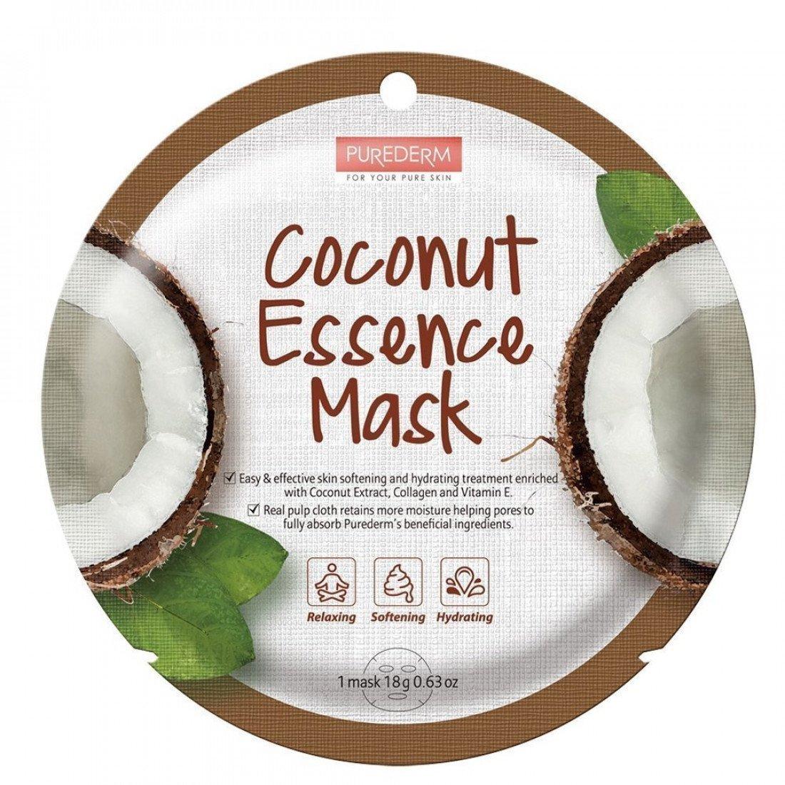 Тканевая маска для лица с коллагеном и экстрактом кокоса PUREDERM Collagen Circle Mask Coconut Essence 18 гр