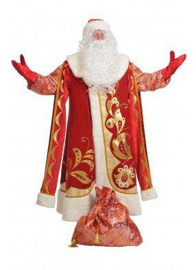 Карнавальный костюм Дед Мороз Хохломой красный 20-00554,взрослый