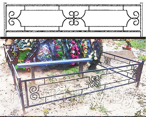 Ограды металлические, рисунок №13, по любым размерам для могил на заказ. - фото 1 - id-p1107088