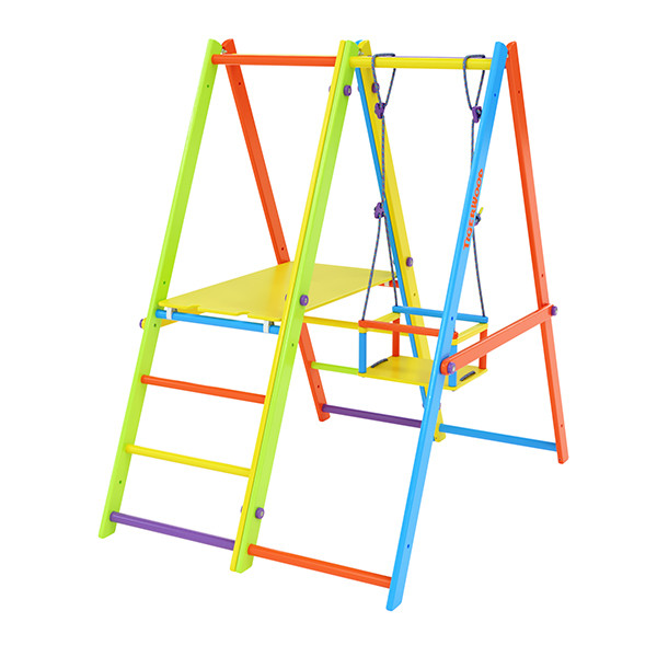Комплекс Tigerwood Everest: модуль площадка + гимнастический модуль + качели (цветной) - фото 1 - id-p127341126