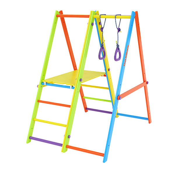 Комплекс Tigerwood Everest: модуль площадка + гимнастический модуль + ортопедические кольца (цветной)