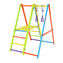 Комплекс Tigerwood Everest: модуль площадка + гимнастический модуль + ортопедические кольца (цветной)