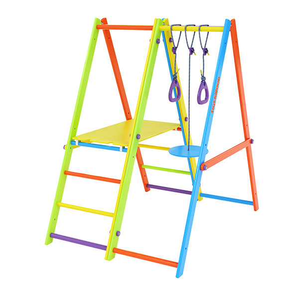 Комплекс Tigerwood Everest: модуль площадка + гимнастический модуль + ортопедические кольца и диск (цветной)