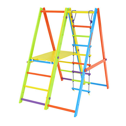 Комплекс Tigerwood Everest: модуль площадка + гимнастический модуль + веревочная лестница (цветной), фото 2