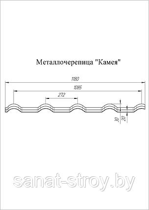 Металлочерепица Kamea Grand Line  0,5 Quarzit  RR 32 темно-коричневый RAL 7024 мокрый асфальт, фото 2